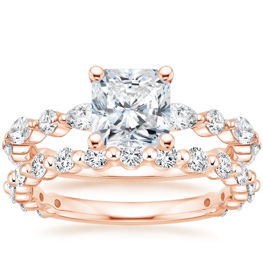 14K Rose Gold Luxe Versailles Diamond Ring (1/2 ct. tw.) with Luxe Marseille Diamond Ring (1/2 ct. tw.)