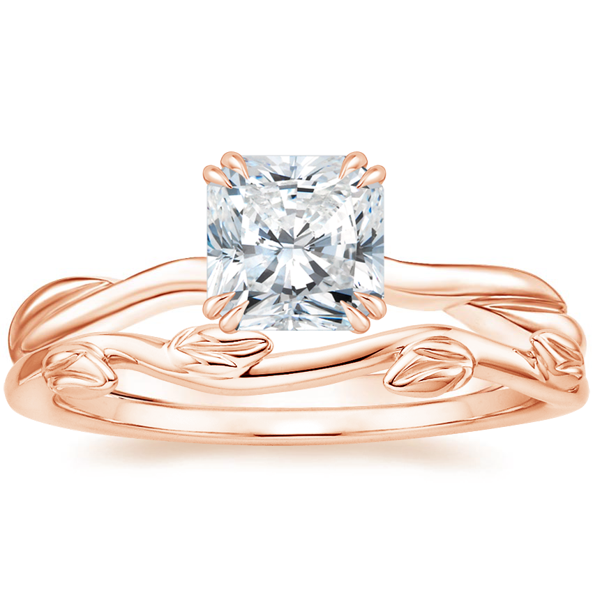14K Rose Gold Alouette Ring with Winding Willow Ring