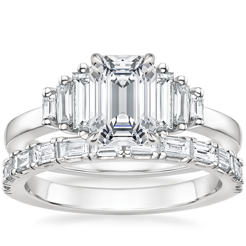 18K White Gold Faye Baguette Diamond Ring (1/2 ct. tw.) with Gemma Diamond Ring (1/2 ct. tw.)