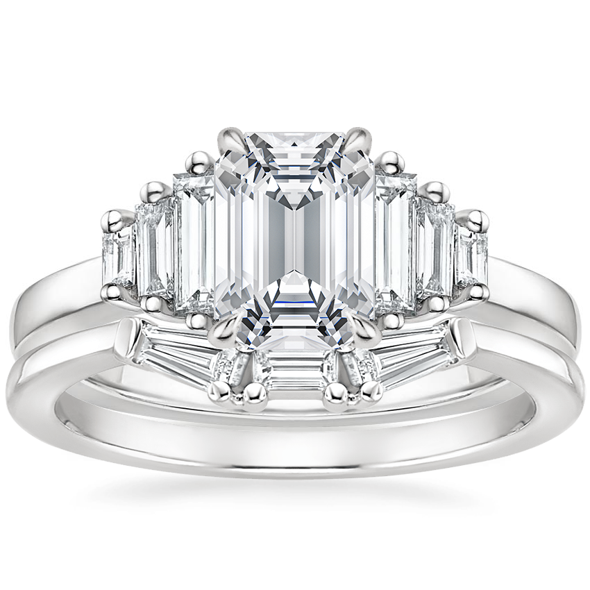 18K White Gold Faye Baguette Diamond Ring (1/2 ct. tw.) with Tapered Baguette Diamond Ring