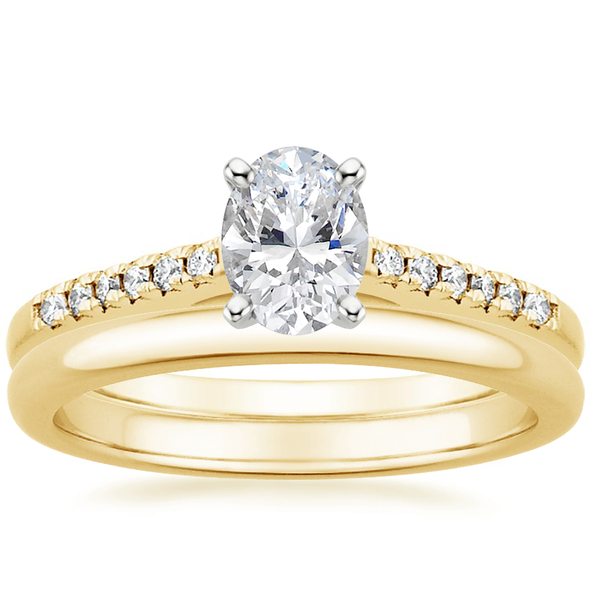 18K Yellow Gold Sonora Diamond Ring with 2mm Comfort Fit Wedding Ring