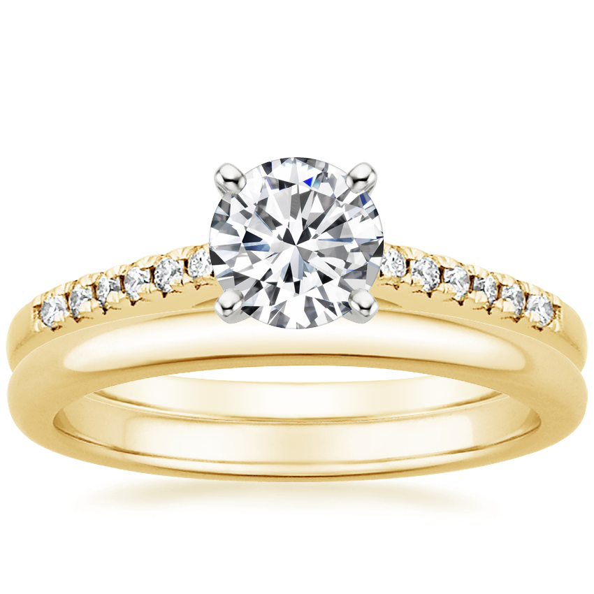 18K Yellow Gold Sonora Diamond Ring with 2mm Comfort Fit Wedding Ring