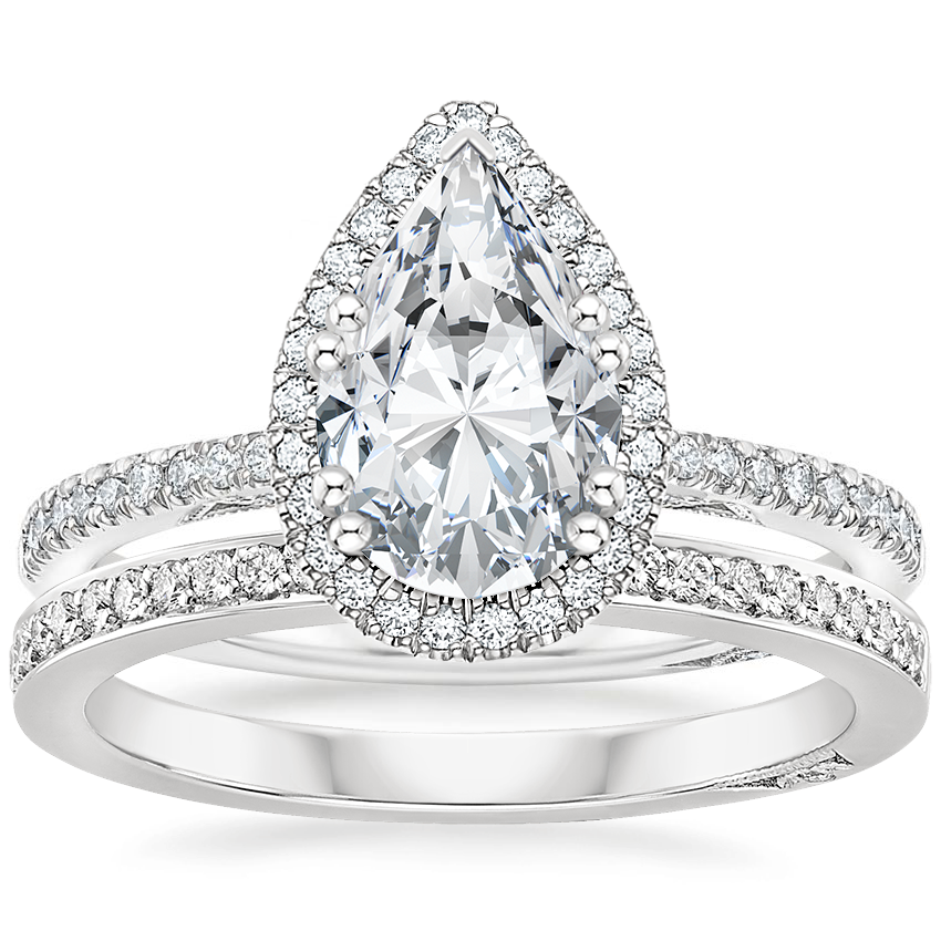 18K White Gold Simply Tacori Cathedral Drape Diamond Ring with Tacori Dantela Diamond Ring (1/8