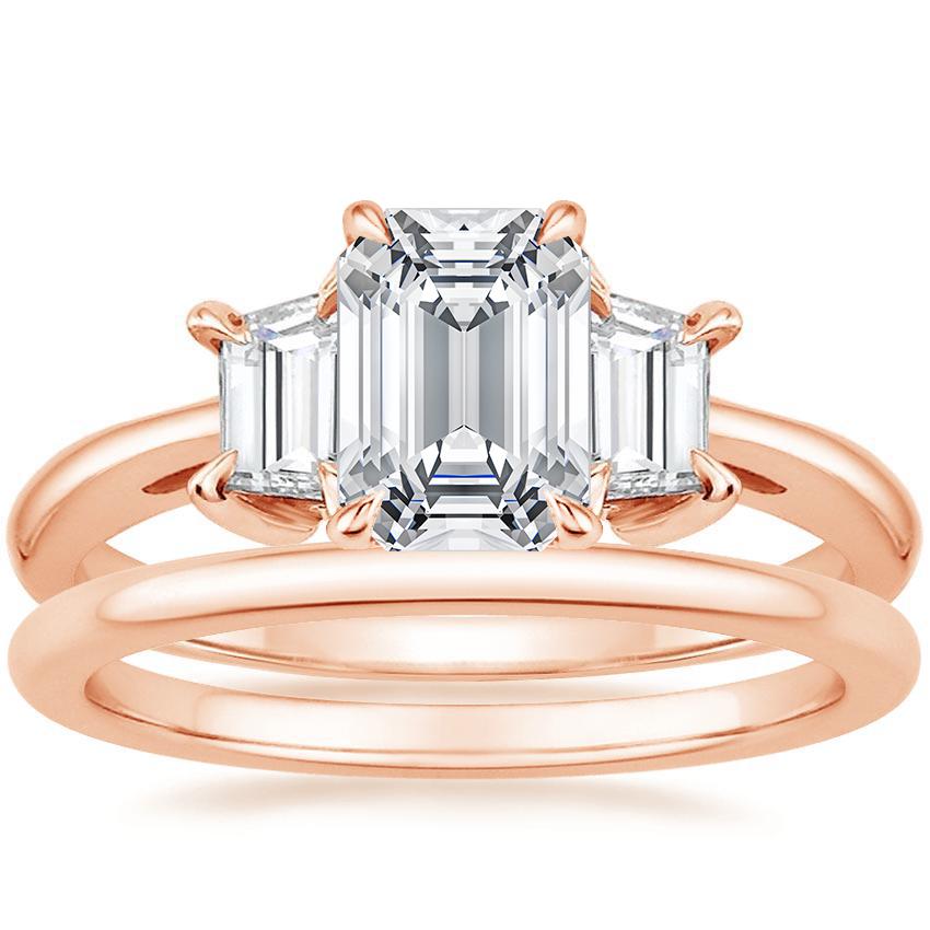 14K Rose Gold Embrace Diamond Ring (1/2 ct. tw.) with Petite Comfort Fit Wedding Ring