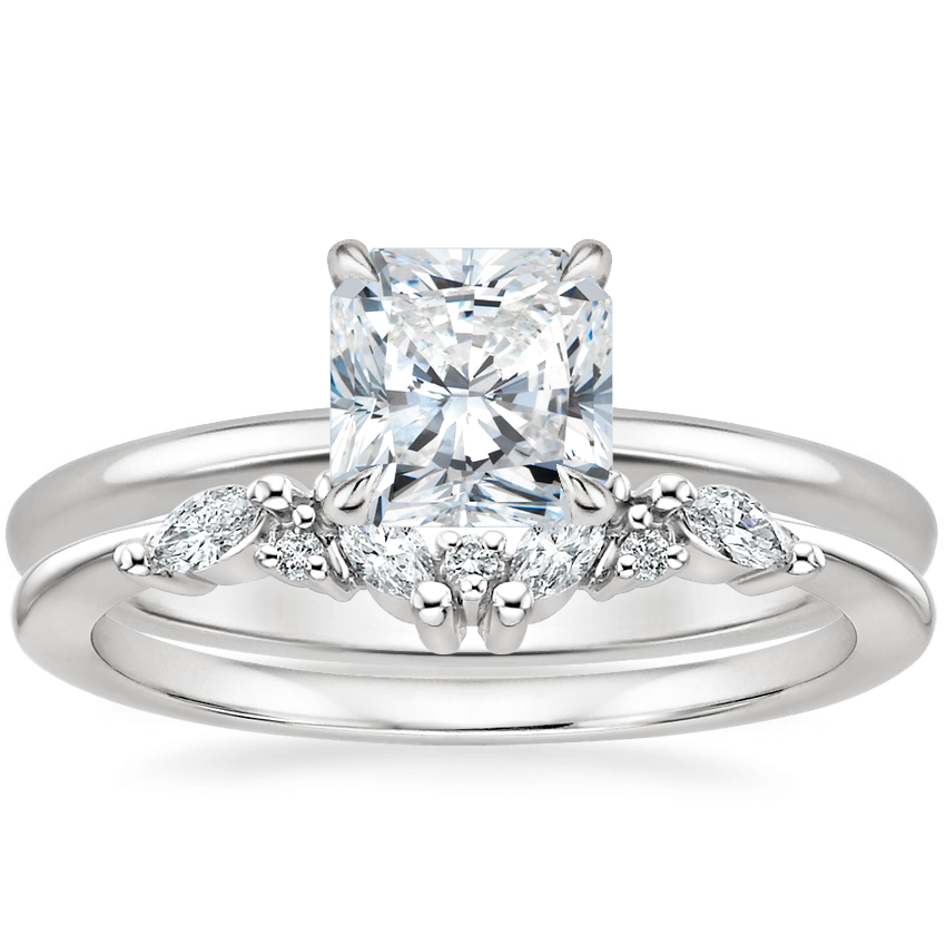 Platinum Flower Petal Diamond Ring with Yvette Diamond Ring
