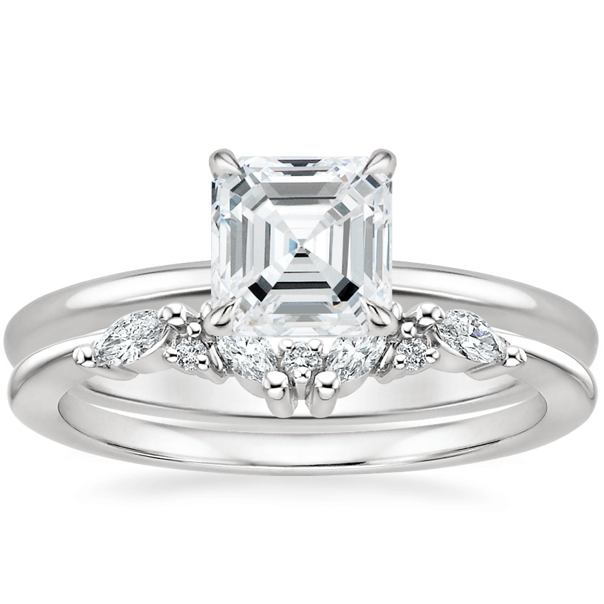 18K White Gold Flower Petal Diamond Ring with Yvette Diamond Ring