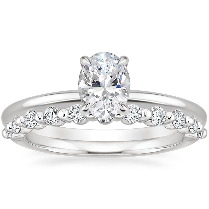 18K White Gold Petal Diamond Ring with Marseille Diamond Ring (1/3 ct. tw.)