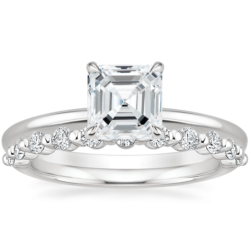 18K White Gold Petal Diamond Ring with Marseille Diamond Ring (1/3 ct. tw.)