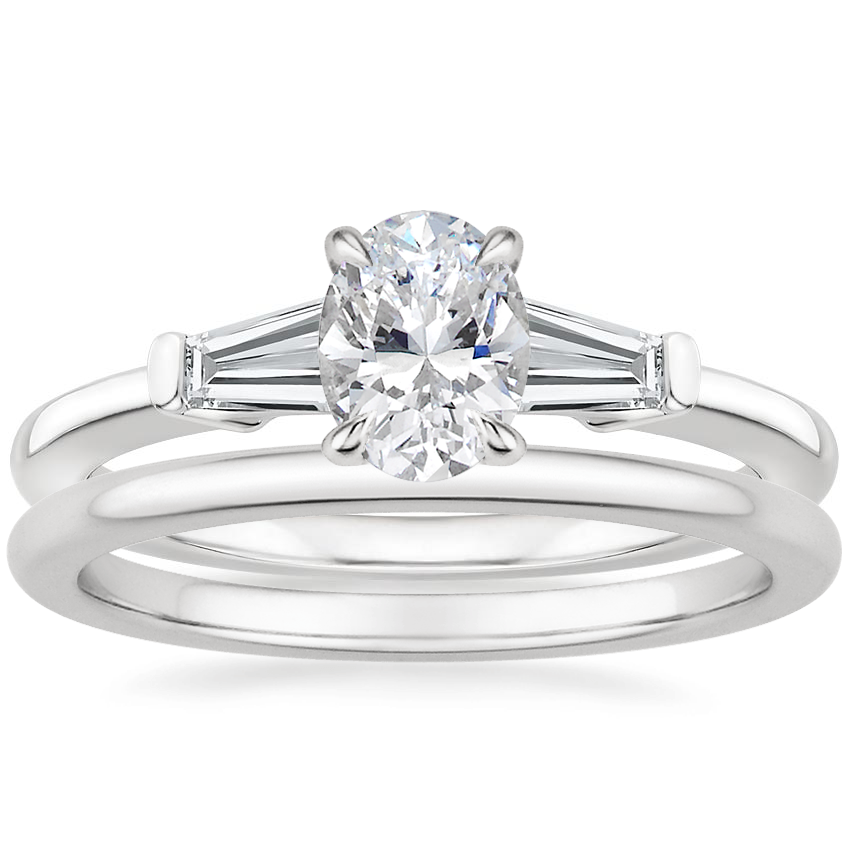 18K White Gold Symphony Diamond Ring (1/2 ct. tw.) with Petite Comfort Fit Wedding Ring