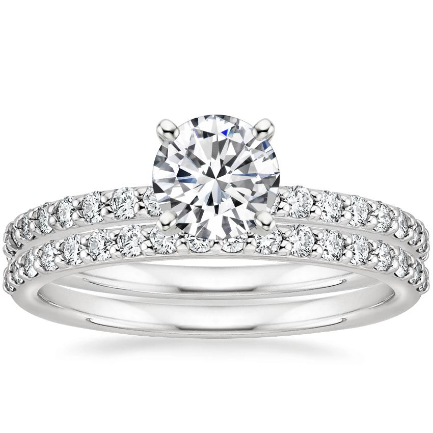 18K White Gold Luxe Petite Shared Prong Diamond Ring with Petite Shared Prong Diamond Ring (1/4 ct. tw.)