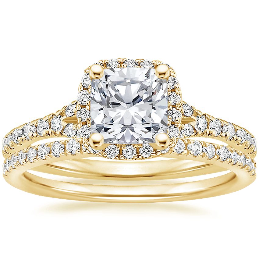 18K Yellow Gold Joy Diamond Ring (1/3 ct. tw.) with Ballad Diamond Ring (1/6 ct. tw.)
