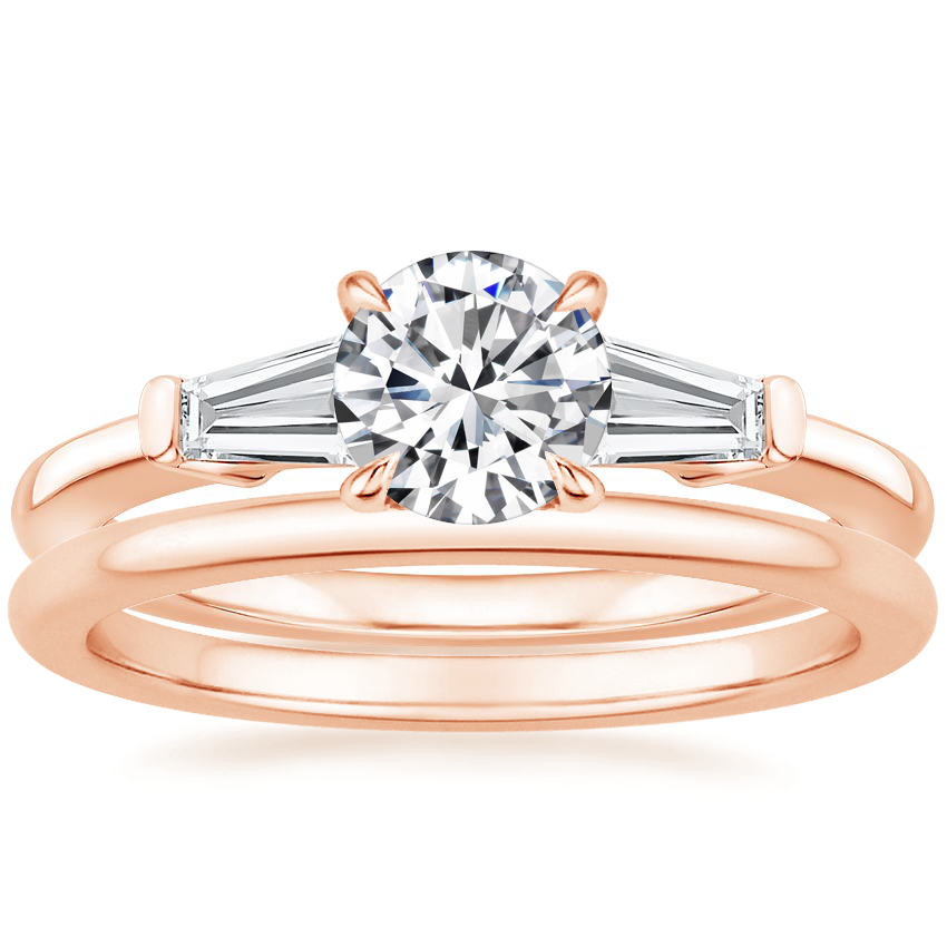 14K Rose Gold Symphony Diamond Ring (1/2 ct. tw.) with Petite Comfort Fit Wedding Ring