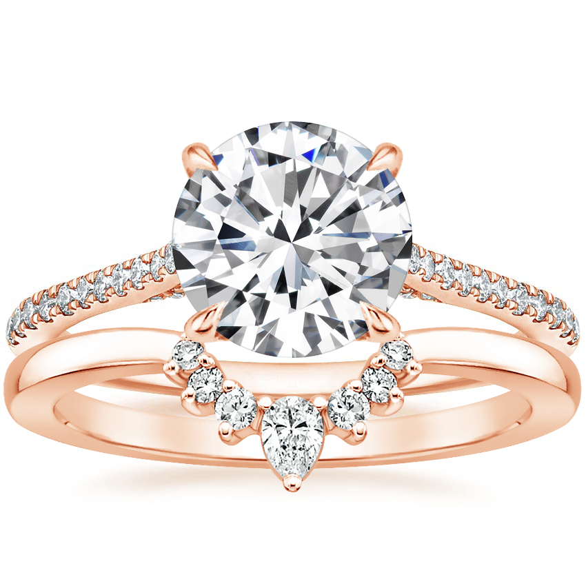14K Rose Gold Luxe Dawn Diamond Ring with Lunette Diamond Ring
