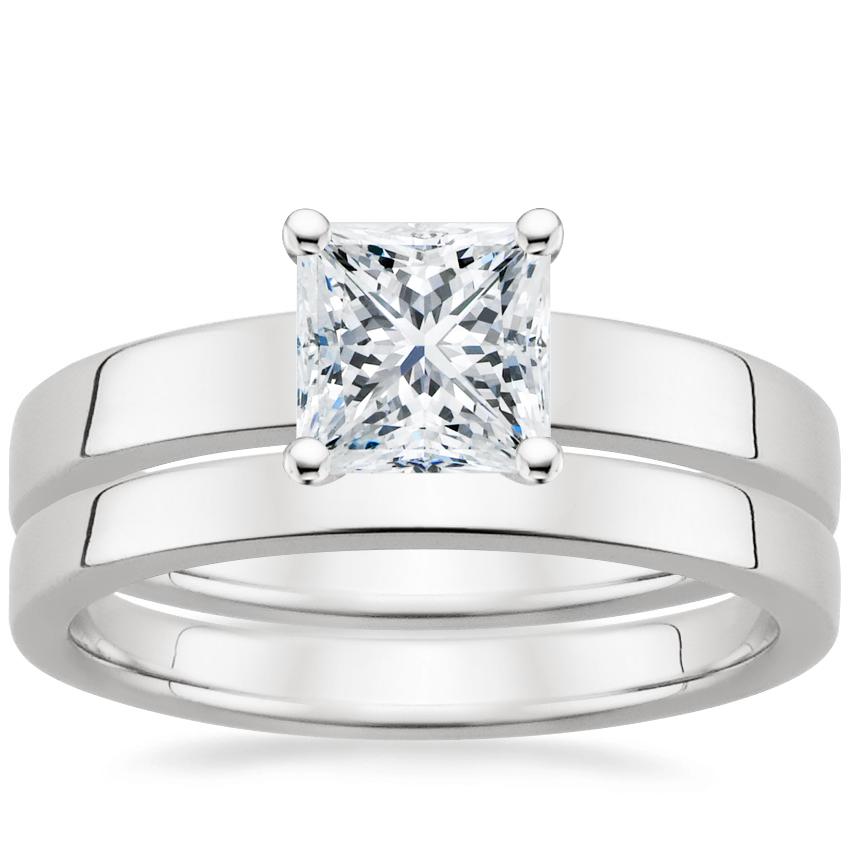 18K White Gold Marina Ring with 2.5mm Quattro Wedding Ring