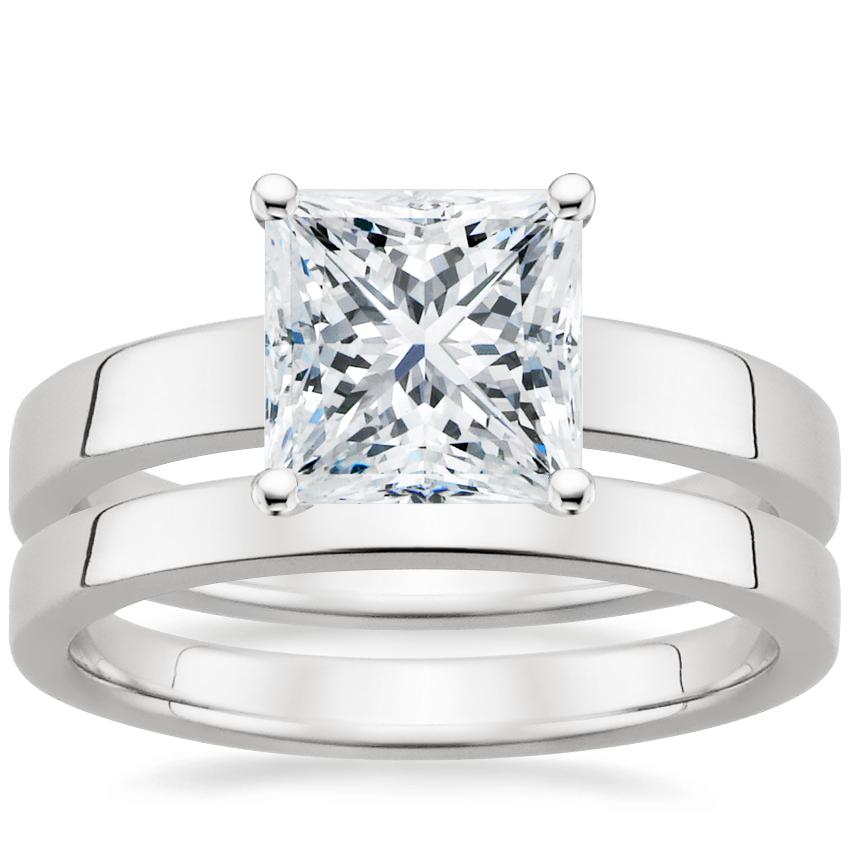 18K White Gold Marina Ring with 2.5mm Quattro Wedding Ring