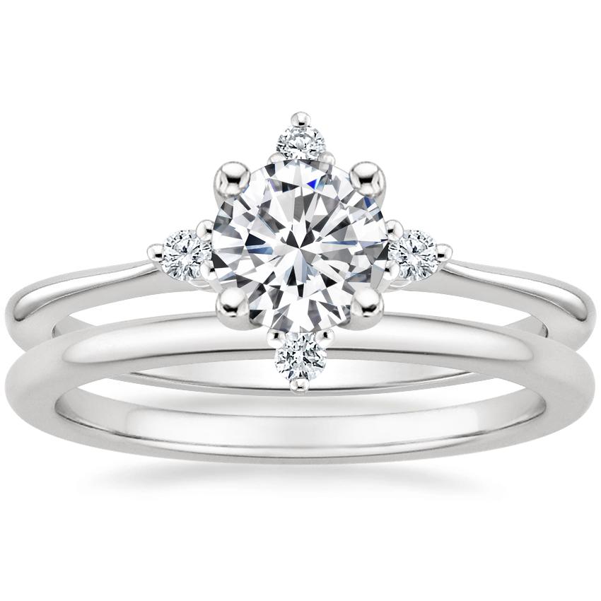 Platinum Luminesce Diamond Ring with Petite Comfort Fit Wedding Ring