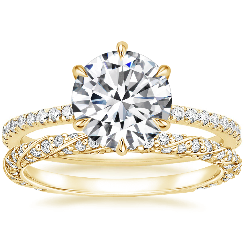 18K Yellow Gold Six Prong Luxe Viviana Diamond Ring (1/3 ct. tw.) with Nova Diamond Ring (1/3 ct. tw.)