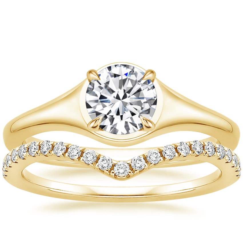 18K Yellow Gold Insignia Ring with Flair Diamond Ring (1/6 ct. tw.)