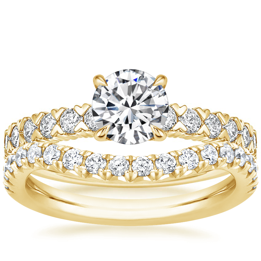 18K Yellow Gold Valeria Diamond Ring with Curved Amelie Diamond Ring (1/3 ct. tw.)