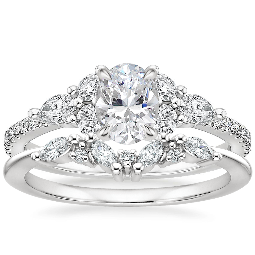 14K White Gold Luxe Nadia Diamond Ring (1/2 ct. tw.) with Yvette Diamond Ring