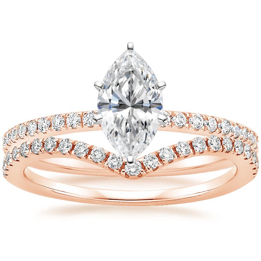 14K Rose Gold Luxe Ballad Diamond Ring (1/4 ct. tw.) with Flair Diamond Ring (1/6 ct. tw.)