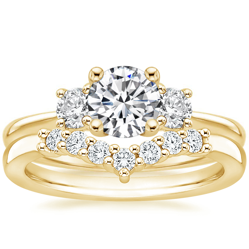 18K Yellow Gold Tapered Three Stone Diamond Ring (1/3 ct. tw.) with Verona Diamond Ring