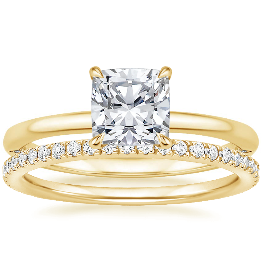 18K Yellow Gold Petite Heritage Diamond Ring with Luxe Ballad Diamond Ring (1/4 ct. tw.)