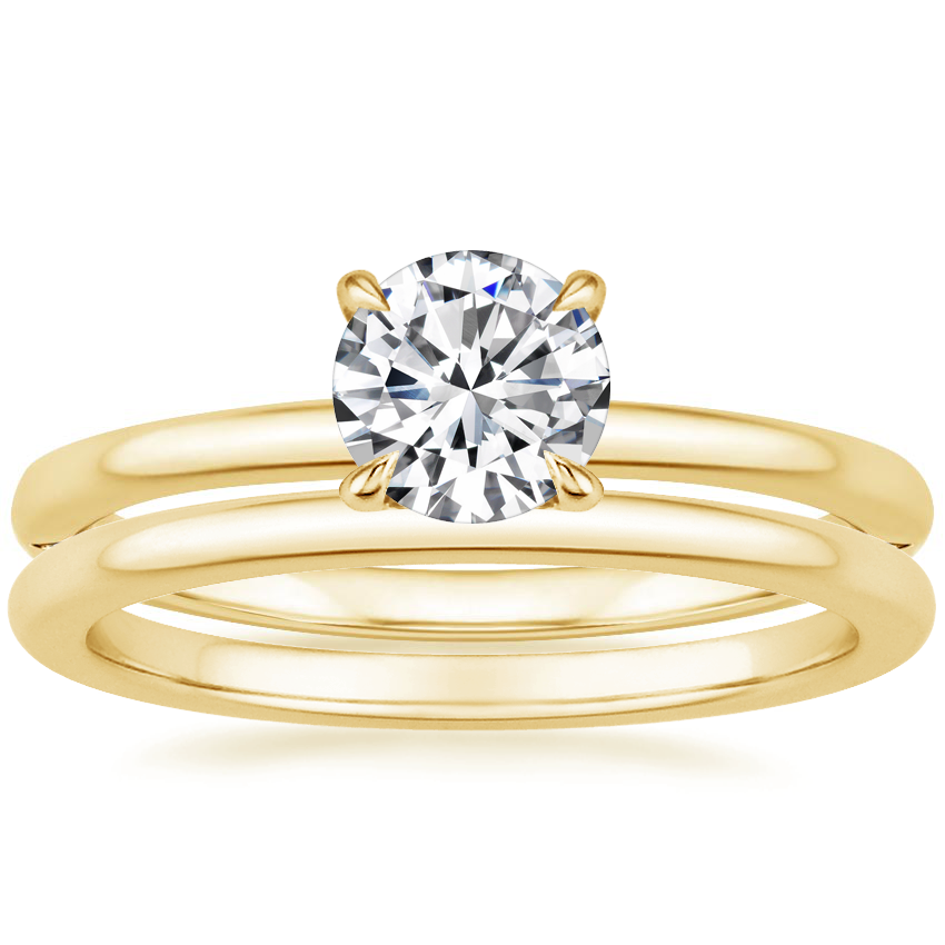 18K Yellow Gold Petite Heritage Diamond Ring with Petite Comfort Fit