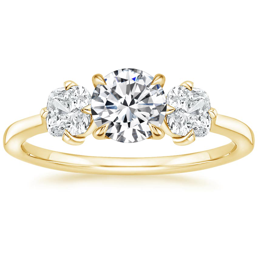 18K Yellow Gold Three Stone Cushion Diamond Ring (2/3 ct. tw.), large top view