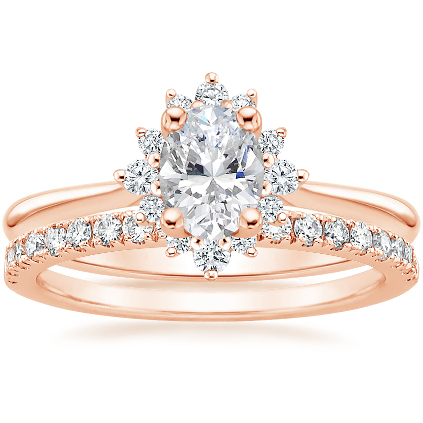 14K Rose Gold Sol Diamond Ring with Bliss Diamond Ring (1/5 ct. tw.)