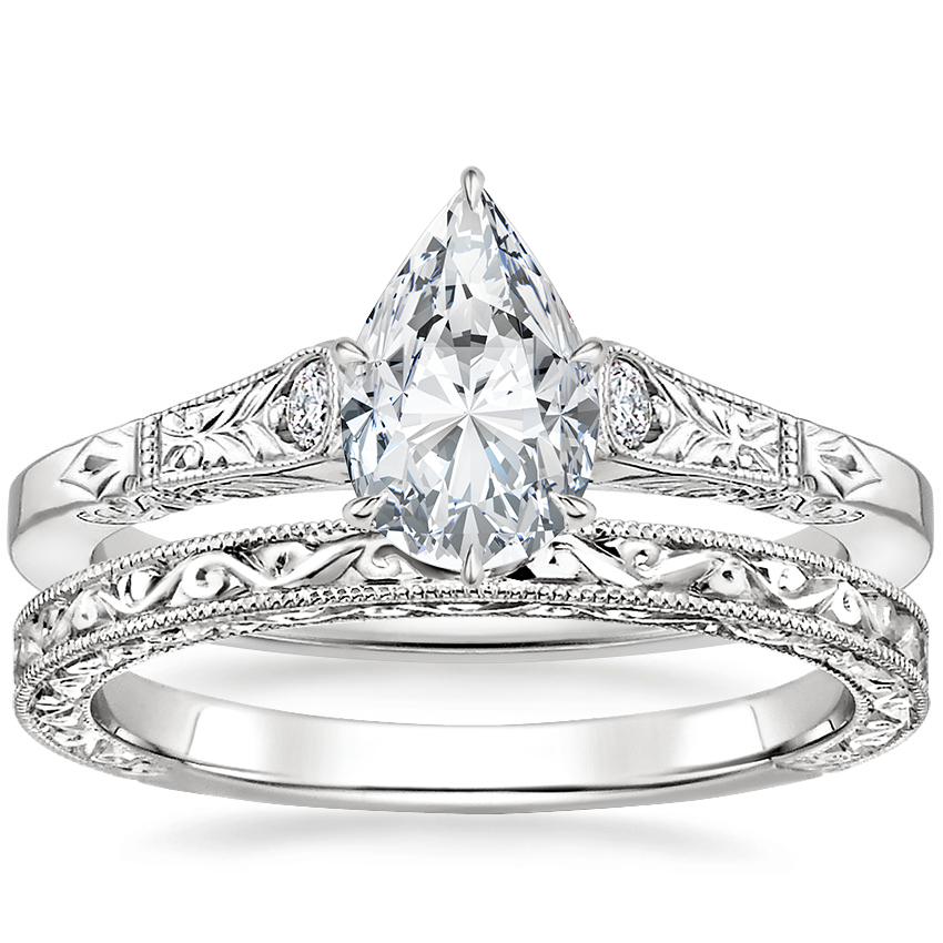Platinum Valentina Diamond Ring with Hudson Ring