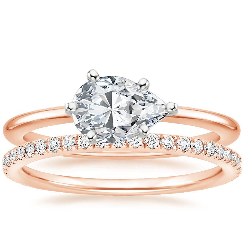 14K Rose Gold Horizontal Petite Comfort Fit Ring with Luxe Ballad Diamond Ring (1/4 ct. tw.)