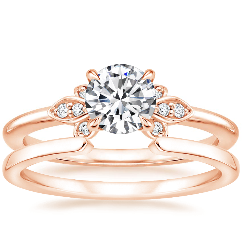 14K Rose Gold Fiorella Diamond Ring with Liv Wedding Ring Brilliant Earth