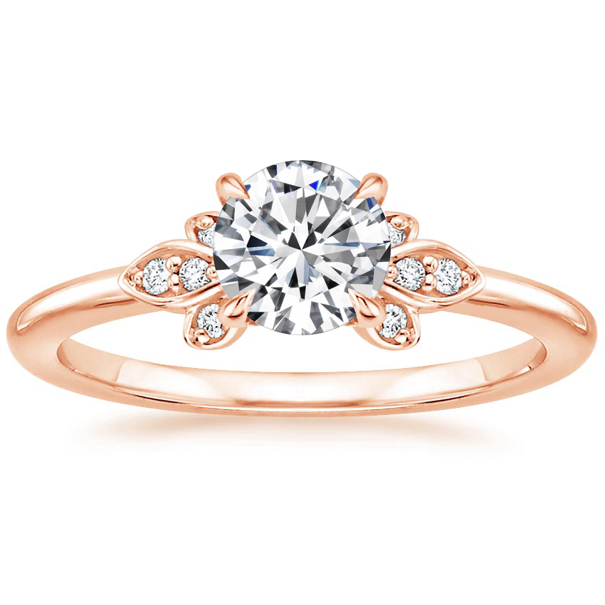 14K Rose Gold Fiorella Diamond Ring, large top view