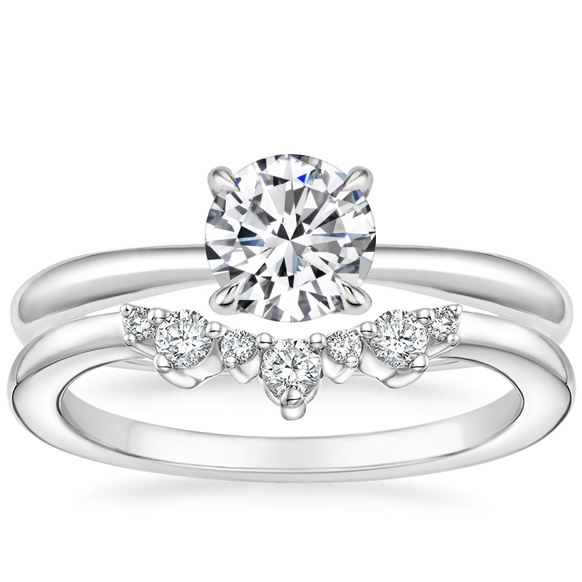 18K White Gold Freesia Ring with Aubrey Diamond Ring