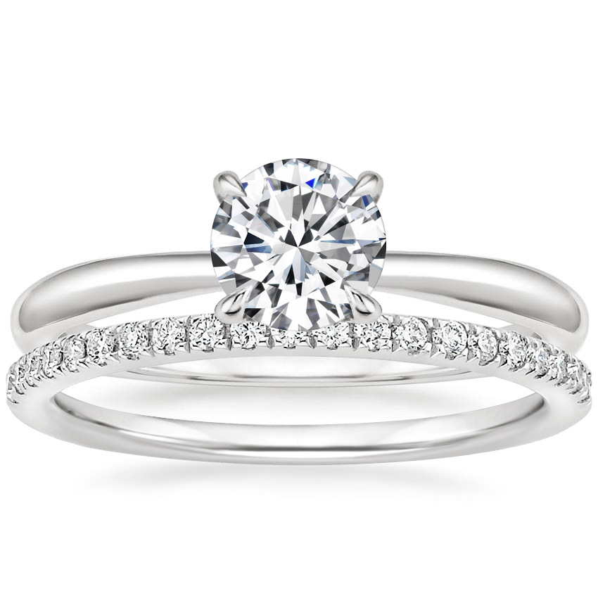 18K White Gold Freesia Ring with Ballad Diamond Ring (1/6 ct. tw.)
