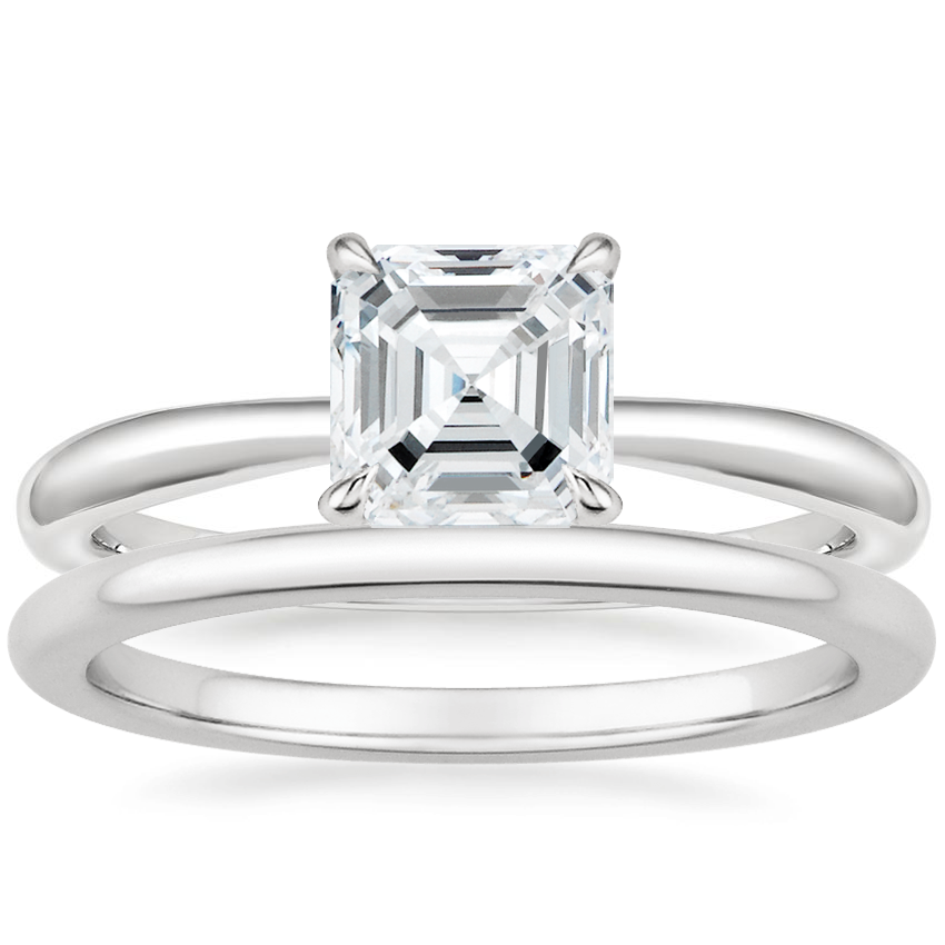 Platinum Freesia Ring with Petite Comfort Fit Wedding Ring