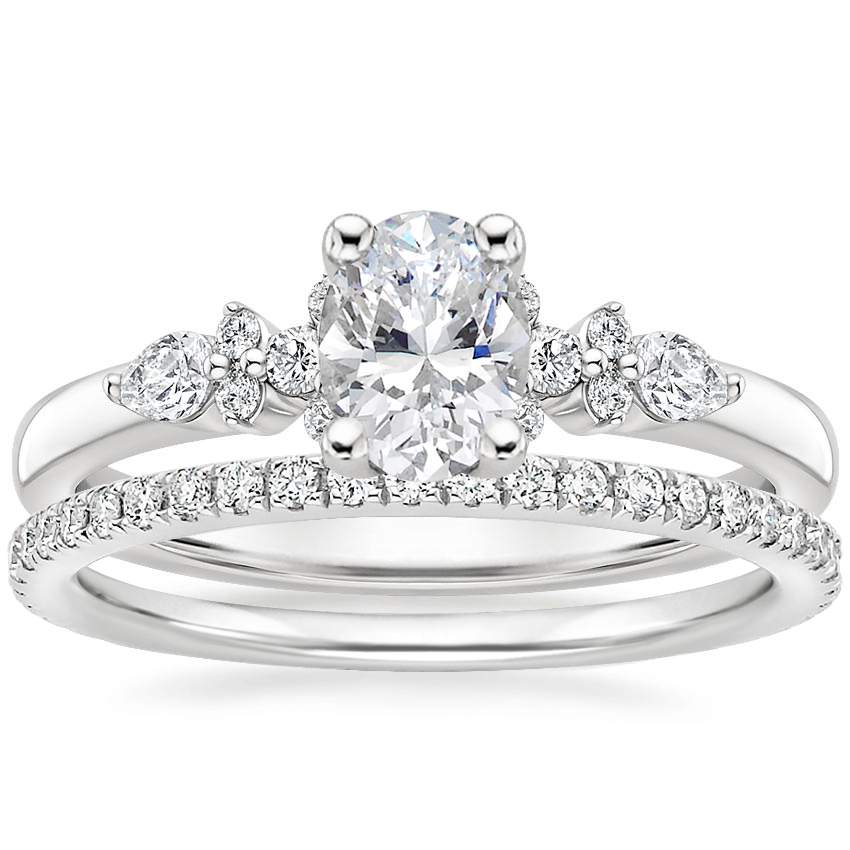 18K White Gold Rosette Diamond Ring with Luxe Ballad Diamond Ring (1/4 ct. tw.)