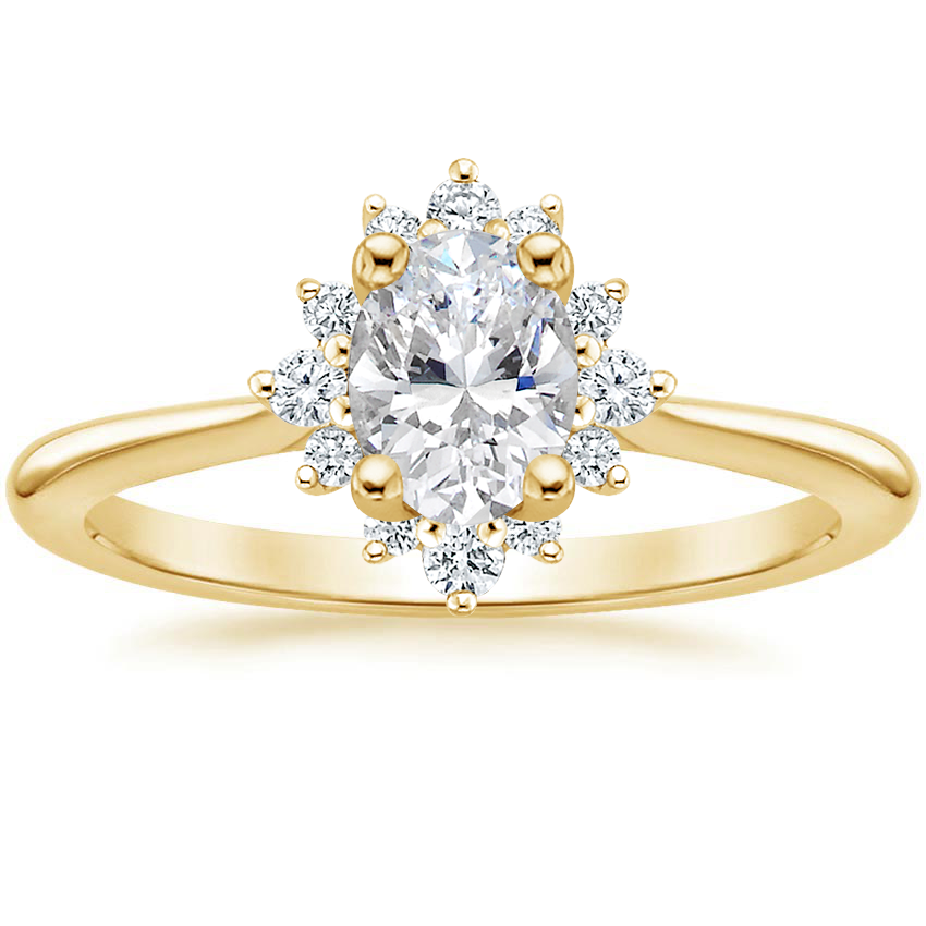 18K Yellow Gold Sol Diamond Ring, large top view
