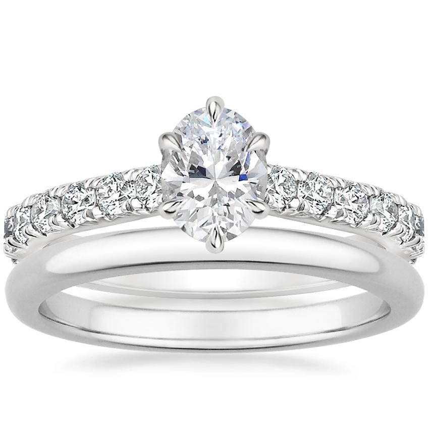Platinum Luxe Sienna Diamond Ring with 2mm Comfort Fit Wedding Ring