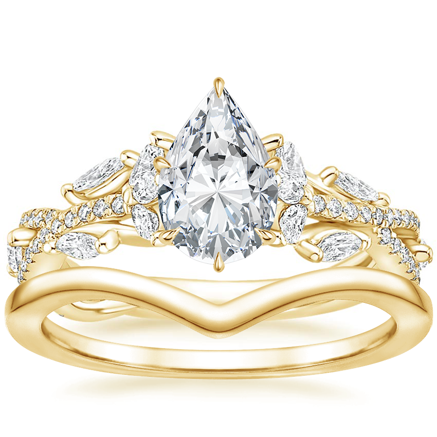 18K Yellow Gold Luxe Secret Garden Diamond Ring (3/4 ct. tw.) with Chevron Ring