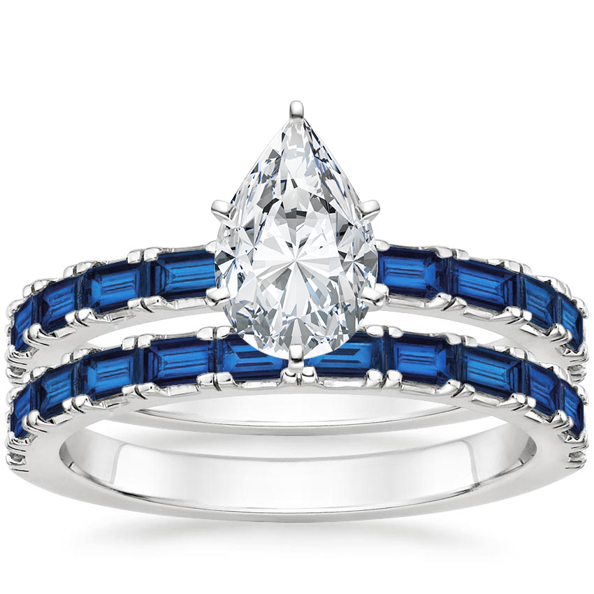 Platinum Gemma Bridal Set with Sapphire Accents