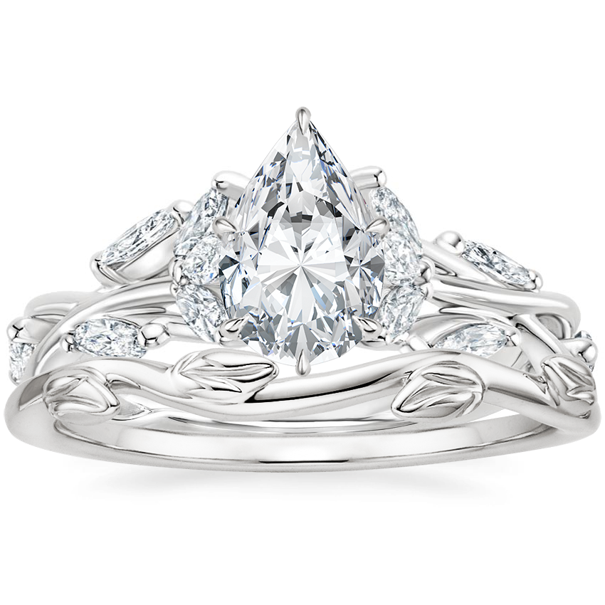 18K White Gold Secret Garden Diamond Ring (1/2 ct. tw.) with Winding Willow Ring