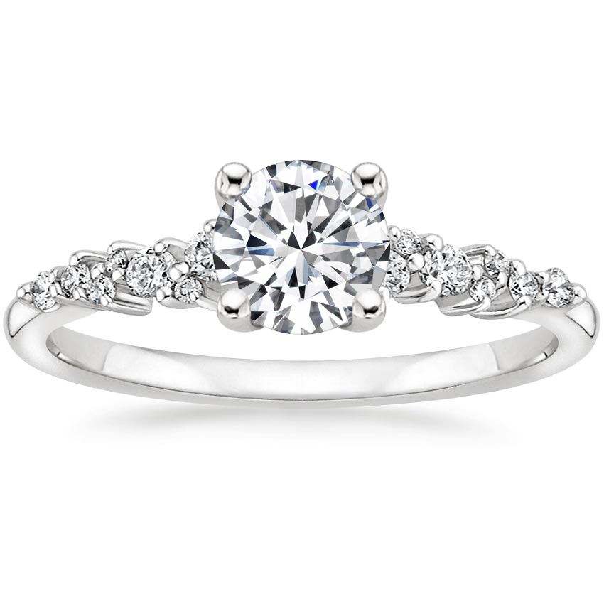 Round Scattered Prong Diamond Engagement Ring 