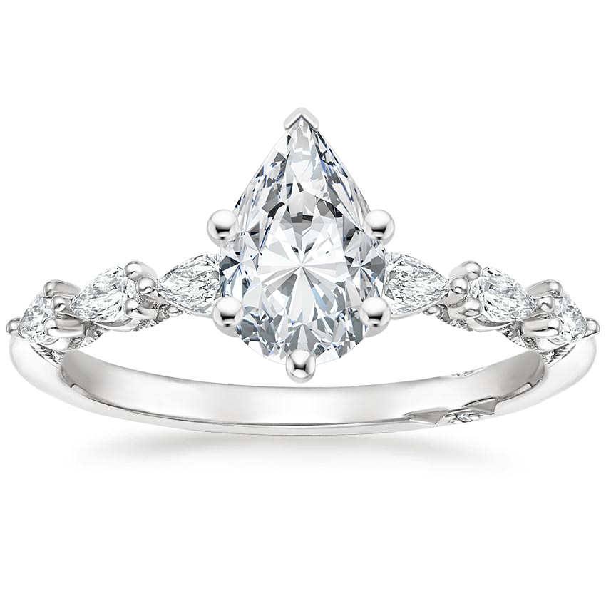 Platinum Tacori Sculpted Crescent Pear Diamond Ring, large top view