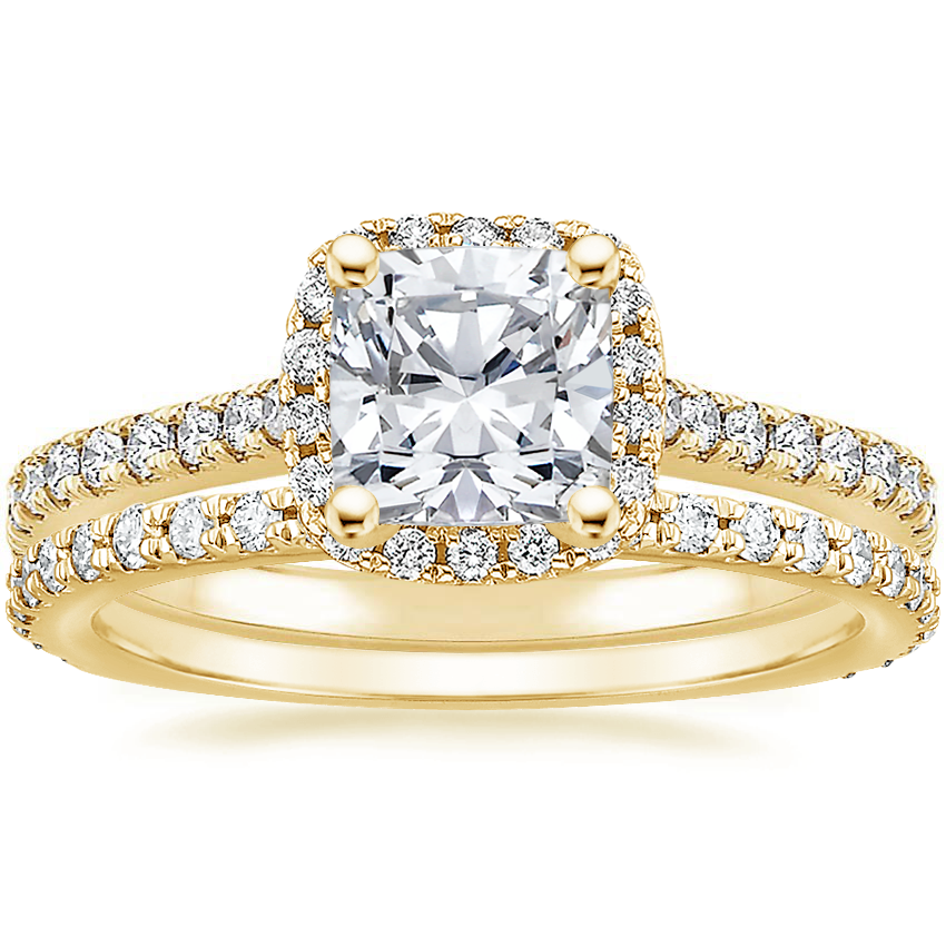 18K Yellow Gold Luxe Odessa Diamond Ring (1/3 ct. tw.) with Luxe Sonora Diamond Ring (1/4 ct. tw.)