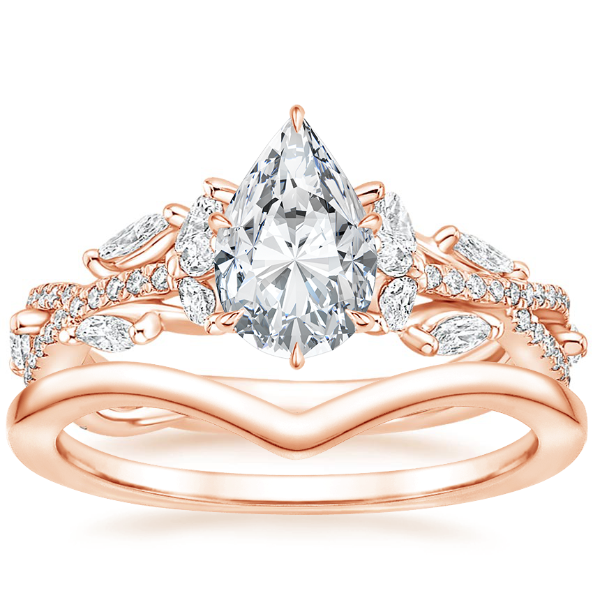 14K Rose Gold Luxe Secret Garden Diamond Ring (3/4 ct. tw.) with Chevron Ring