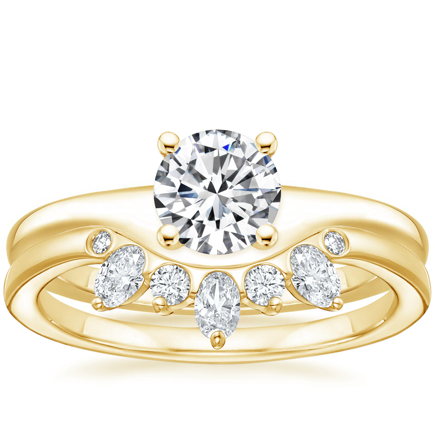 18K Yellow Gold Lévita Ring with Illusia Diamond Ring