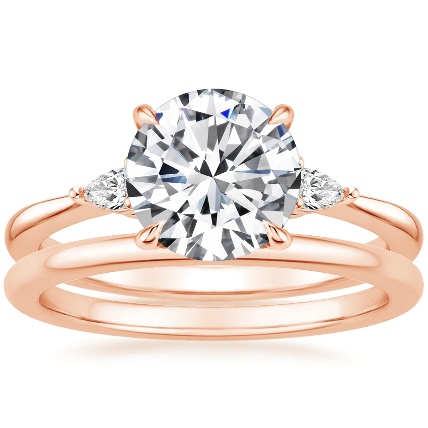 14K Rose Gold Aria Diamond Ring with Petite Comfort Fit Wedding Ring