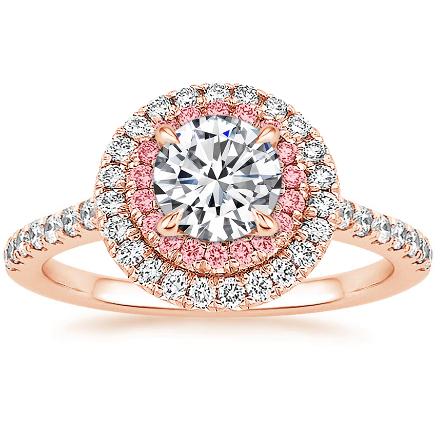 14K Rose Gold Soleil Diamond Ring with Pink Lab Diamond Accents (1/2 ct. tw.), large top view